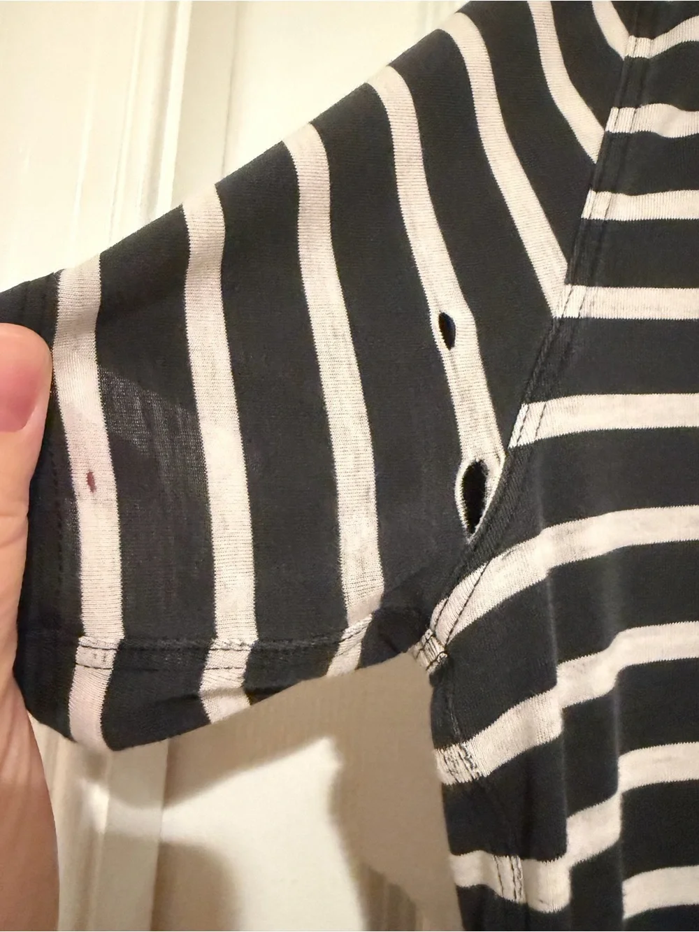 Lululemon All Yours Tee *Vitasea Yachtie Stripe Black Chrome Size 12 DAMAGED